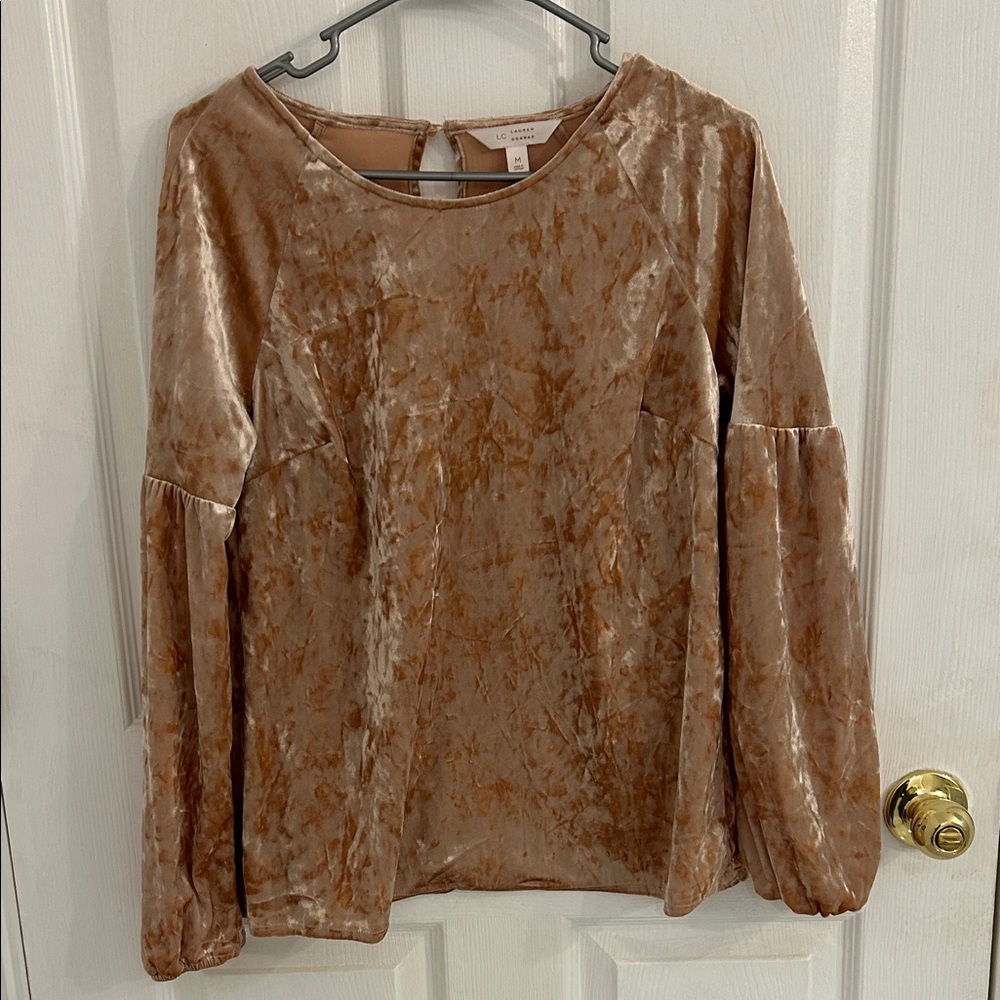 Velvet Long Sleeve Top in Dusty Pink